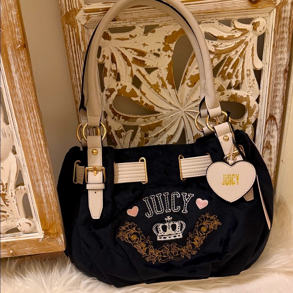 Juicy Couture Retro Chic Tote Black and Tan Bag. ❣️